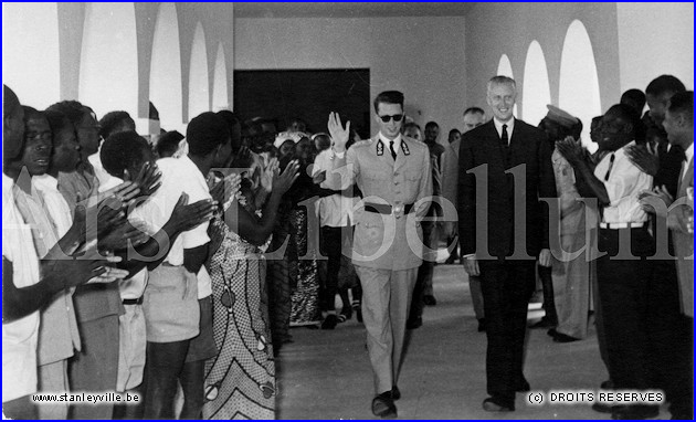 Le roi Baudouin en 1955 à Stanleyville