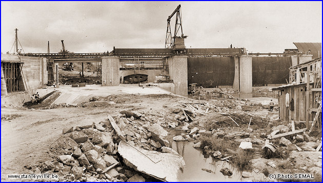 Construction du barrage de Stan en 1954