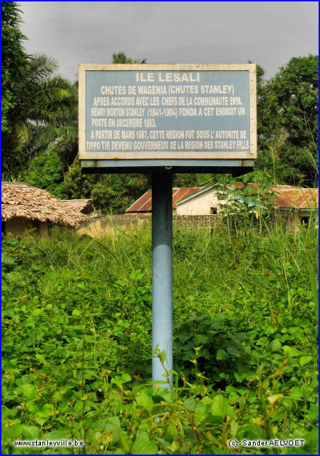 Panneau sur l'île Lesali à Kisangani