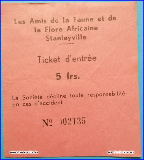Ticket entrée Stanleyville